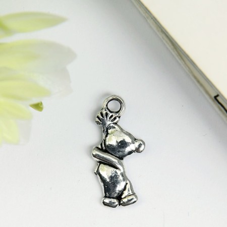 Decor for creativity Metal "Bear with chamomile" silver 2x1 cm-2