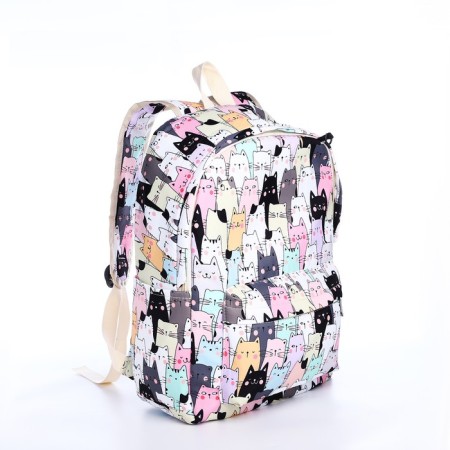 School backpack from textiles on a zipper, 3 pockets, pencil case, color colorful color-4