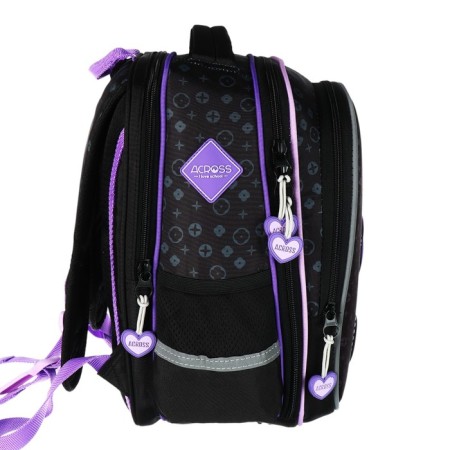 School backpack 37 x 28 x 13cm, ergonomic back, Across 557, black-3