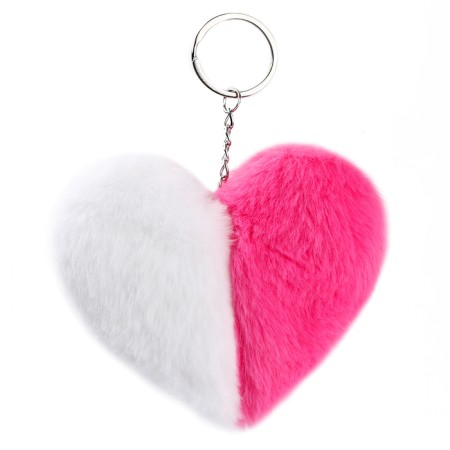 Soft toy "heart" halves, on a key fob, 10 cm, white-pink color