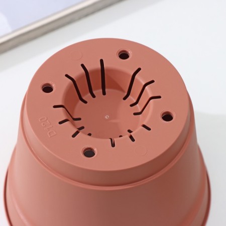 Pot for flowers with a minute pallet, 700 ml, d = 12 cm, h = 9.4 cm, terracotta color-4