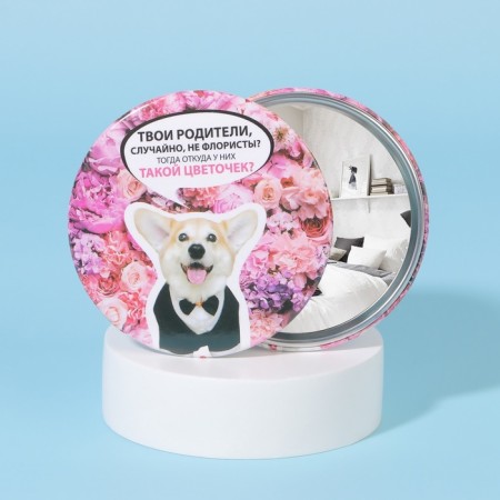 Pocket mirror "Corgi", d = 7 cm, multi -colored-1