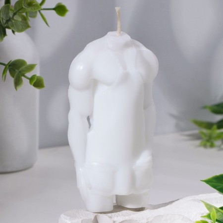 Figure candle "Male silhouette" in a apron with a heart, 5.5x3.5x10.5 cm, white