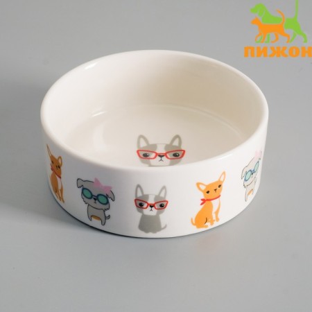 Ceramic bowl "important dog" 250ml, 11.5 x 5 cm, white