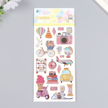 Plastic sticker with sparkles "Travel" 10x22.5 cm