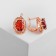 Earrings with rhinestones "Edel" Oval Open, red color in pink gold