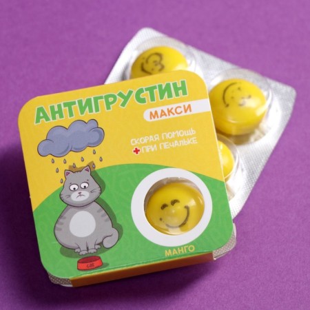 Жевательная резинка "Антигрустин" со вкусом манго, 14 г-1