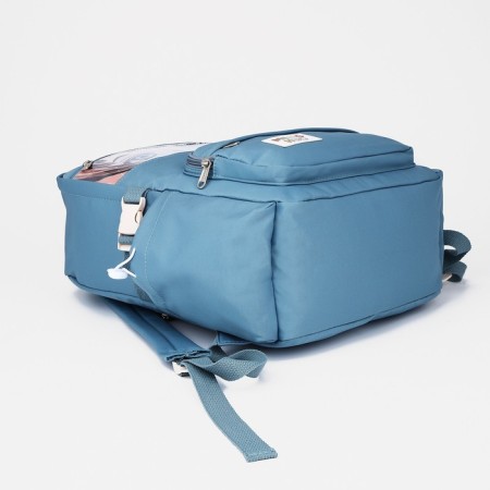 School backpack from textiles with a zipper, 6 pockets, blue color-2