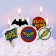 Candle for the cake "Happy Birthday!", 5 pieces, superheroes