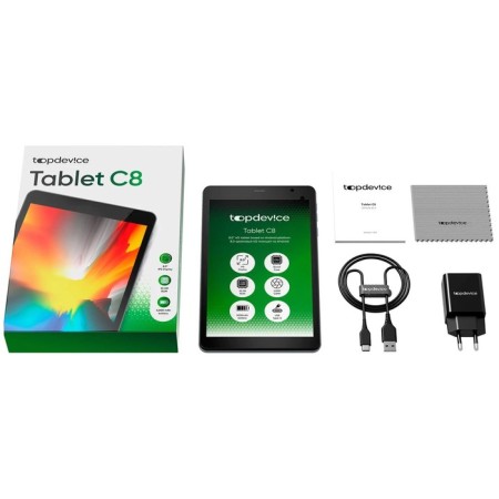Topdevice Tablet C8, 8 ", IPS, 800x1280, 2.1 GHz, 3+32 GB, 5+2 MP, BT 5.1, and.11, SIM-9