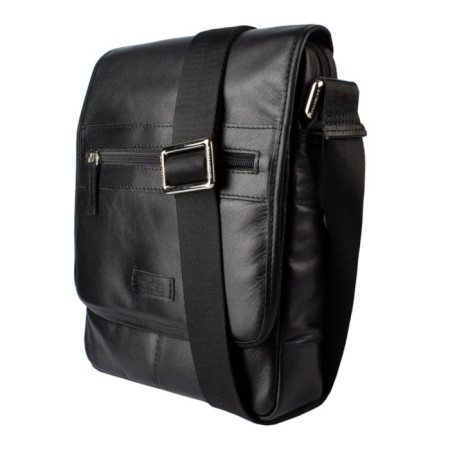 Male bag, lightning department, 2 outer pockets, adjustable belt, black color-1