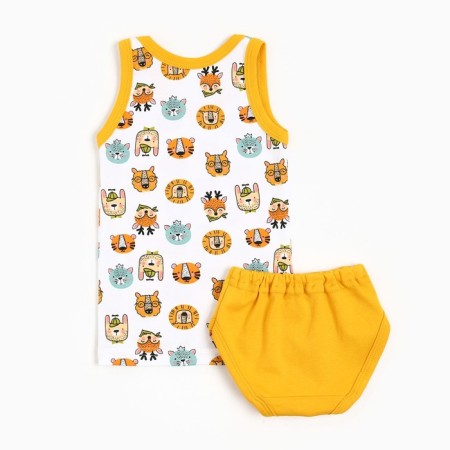 Kit (T-shirt, panties) for a boy ZOO, white/yellow color, height 74-80 cm-2