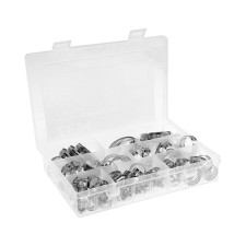 A set of Zein English worm clamps, through shock, from 8 to 38 mm, stainless steel. steel, 64 pcs
