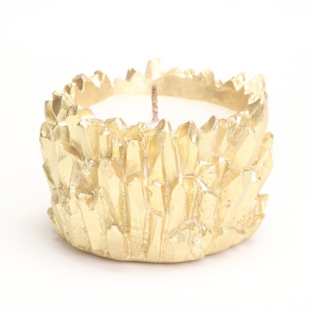 Candle "Crystals" in a candlestick of gypsum, 6x4cm, gold-1