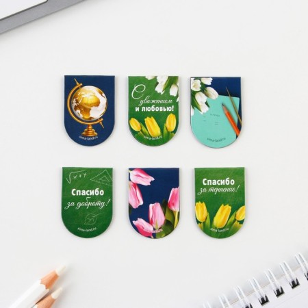 Magnetic bookmarks on the substrate "Beloved Teacher", 6 pcs.-3