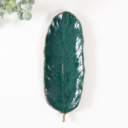 Souvenir ceramic stand "leaf" Green 25.5x10x1.5 cm-3