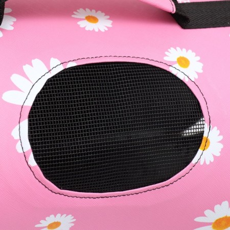 Bag - Carriage for animals "Flowers", pink, size S, 37.5 x 17 x 22 cm-5