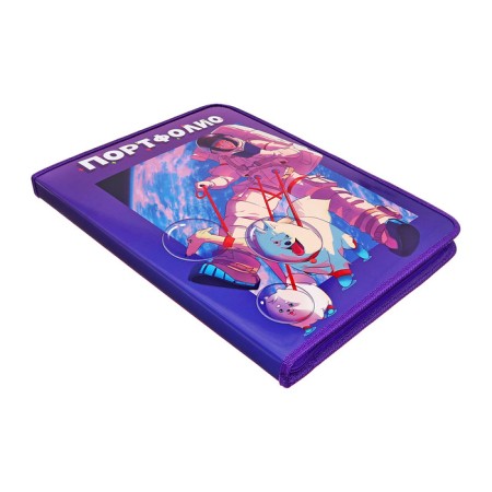 A4 Portfolio folder "Astronaut", calligrata top, solid cover, on rings, lightning around, for a student, 1 file, 8 liners-3