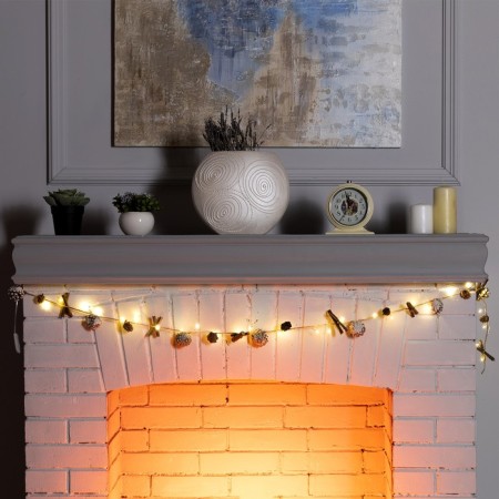 Garland “thread” 1.5 m dews with nozzles “snowy cones”, IP20, silver thread, 30 LED, glow warm white, CR2032x2-2