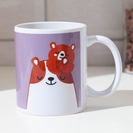 Mug Sublimation "I love you, brother!" Bear, 320 ml, with application-2
