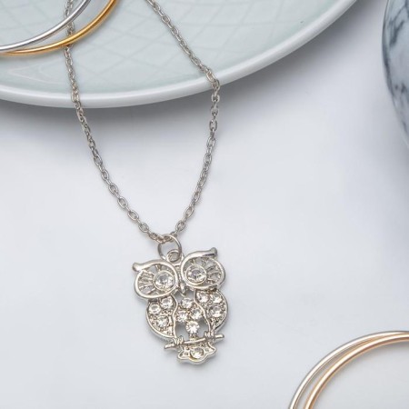 Owl of Owl Open -Wrike, white color in silver, 45 cm