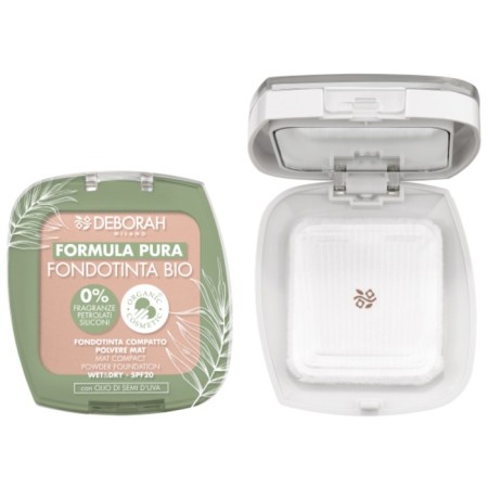 Powder-foundation tonal Deborah Milano Formula Pura Fondotinta Bio, tones 03 beige, 9 g
