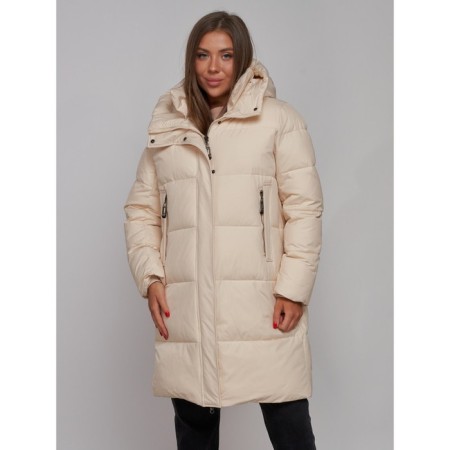 Coat insulated winter female, size 46, beige color-11