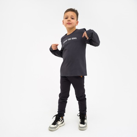 Children's T -shirt with Dl.ruk. KAFTAN "Trendy" R.38 (146-152), Gray-3