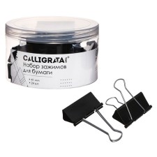 A set of clamps for papers of black 41mm 24 pieces, in a plastic tube