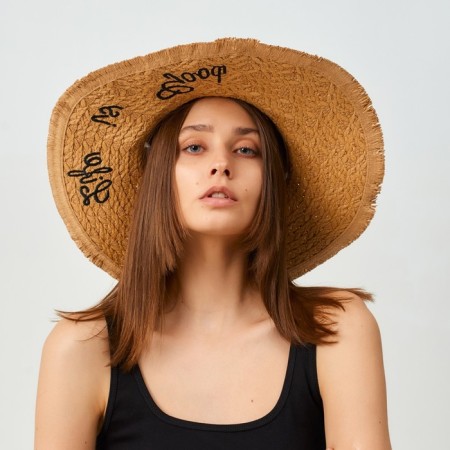 Women's hat "Life is good", size 54-56, beige color-3