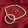 Set 3 objects: earrings, beads, bracelet, white color, 45 cm