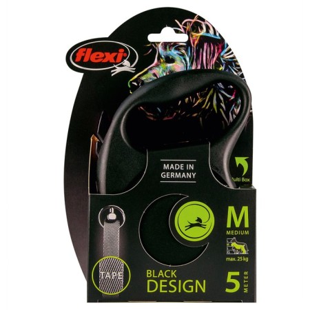 Roulette Flexi Black Design M (up to 25 kg) 5 m tape, black/silver-1