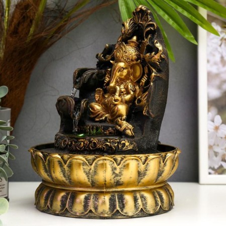 The desktop fountain from the network, the backlight "Golden Ganesh on the openwork throne" 28x20.5x20.5 cm-2