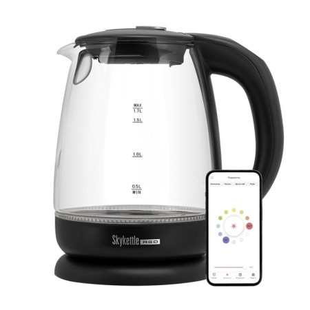 Electric kettle Red Skykettle RK-G210S, glass, 1.7 l, 2200 watts, black