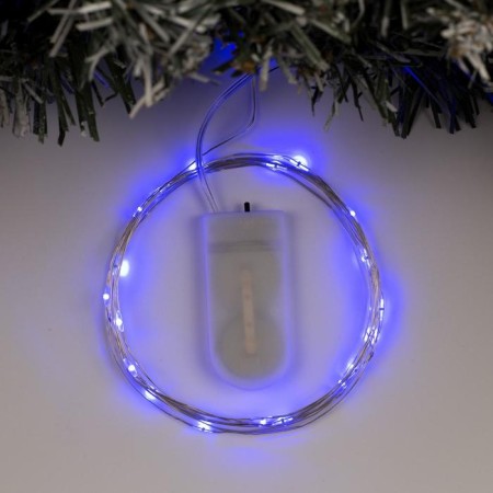 Garland "thread" 2 m Rosa, IP20, silver thread, 20 LED, glow blue, CR2032X2
