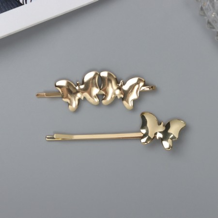 Invisibility for hair "Bente" (set 2 pcs) butterfly, 6 cm, gold