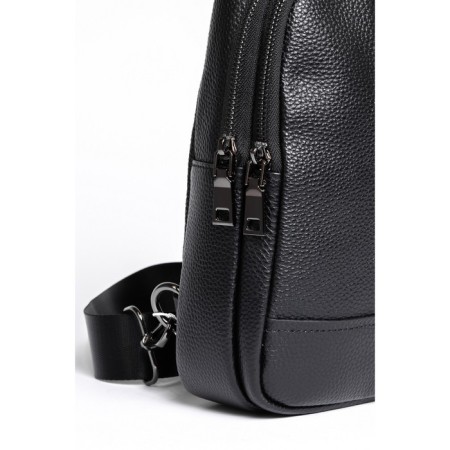 Male sling bag, genuine leather, de-gosa black, 15x7x28 cm-2