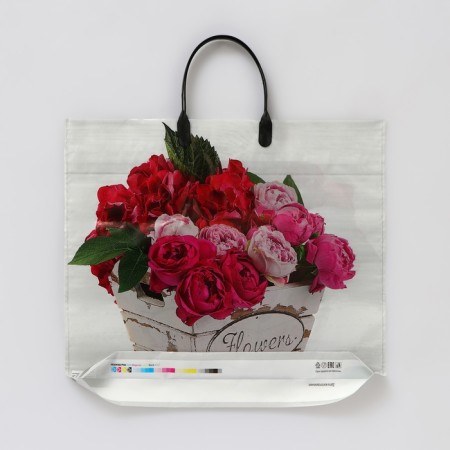 Package "Assorted Flowers", polyethylene with a plastic handle, mix 100 μm 38 x 35 cm-6