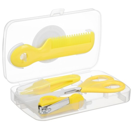 A child’s care set, 5 items (comb, tweezers, scissors, a knipser, saw), yellow color 6-10