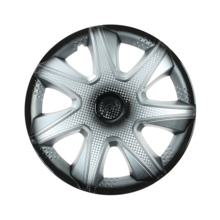 Wheel caps R15 "Joy", silver-black, carbon, set 4 pcs-1