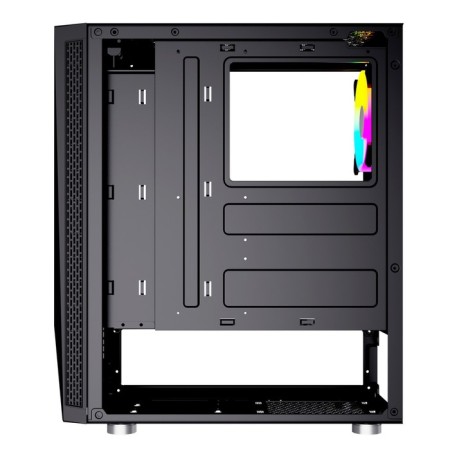 The GMNG GG-CC100 case is black without BP ATX 5x120mm 2xusb2.0 1xusb3.0 Audio Bott PSU-8