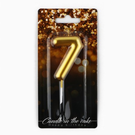 Candle for the cake, number "7", gold, 4 x 10 cm.-2
