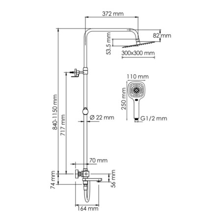 Show system Wasserkraft a199.118.065.087.ch Thermo, tropical shower, thermostat, chrome-2