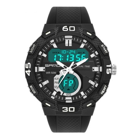 Electronic watch watches, D-4.9 cm, alarm clock, Caledar, silicone strap, black-1