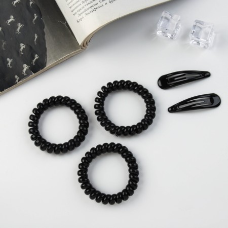 Hair set "Gloria Style" (3 gum 5.5 cm, 2 invisibility 5 cm) black-1