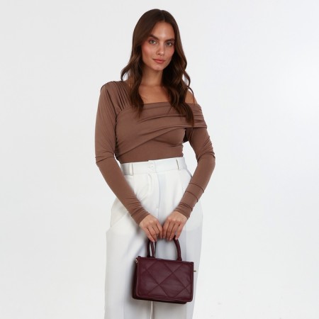 Bag Women's Tout with zipper, burgundy color-1