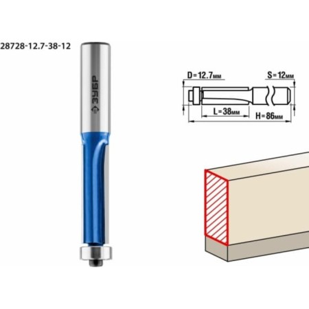 Clester's grove 28728-12.7-38-12, with a bearing, a shank d = 12 mm, 12.7 x 38 mm