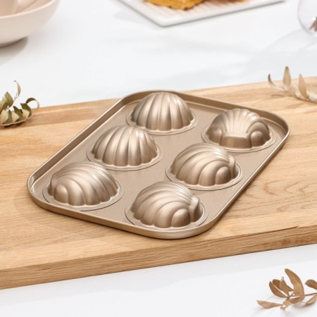 Gold baking uniform, 26.5 × 18.5 × 2.5 cm, 6 cells, anti -stick coating, gold color-2
