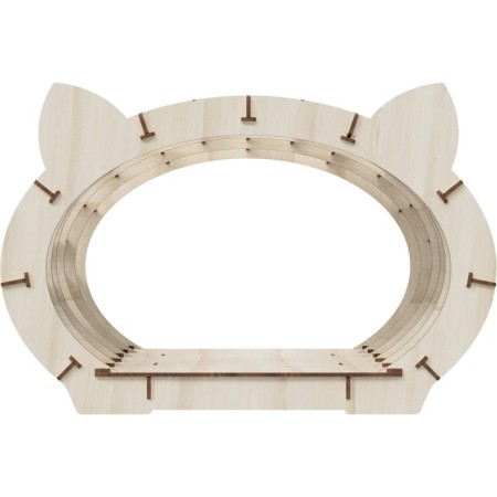 House-house with EWA fur “Koshkin House”, beige frame, white fur-4