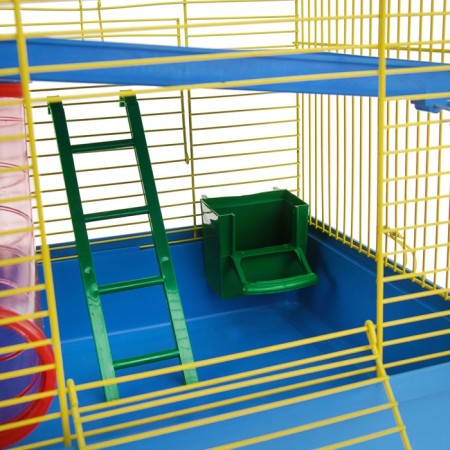 A cage for rodents, two -tier, with a shelf, a house and a ball, 28 x 24.5 x 31 cm, mix-7